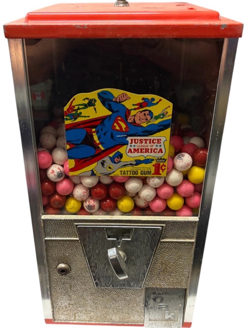 Countertop Superman Gumball Machine - Red 19”x13”